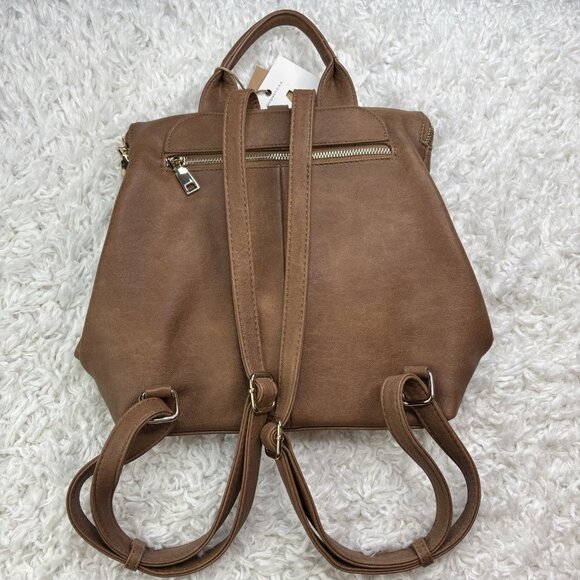 Miztique The Diana Utilitarian Vegan Leather Womens Backpack Purse Tan NWT main image 7